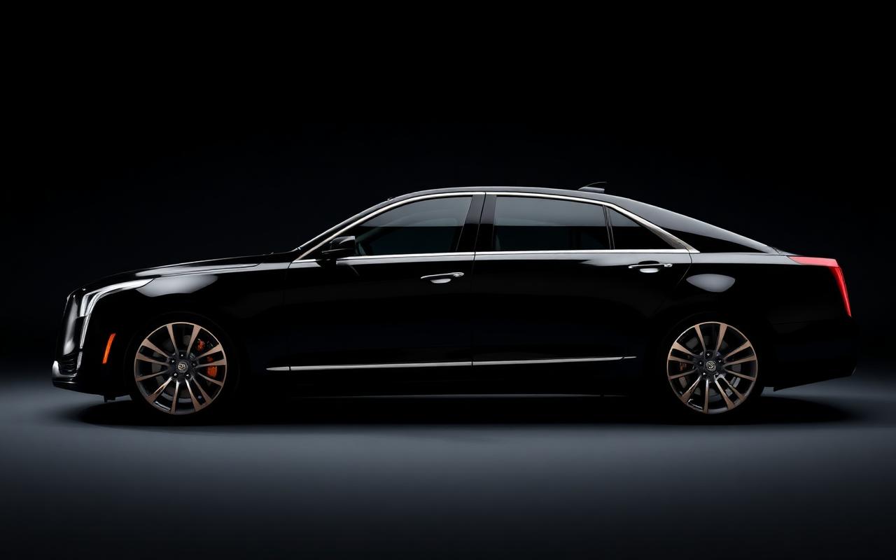 Black Cadillac CT6 luxury sedan side profile — Princeton Car Service fleet